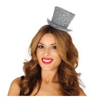 Hoge hoed glossy zilver - thumbnail