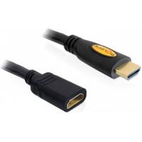 Delock 83080 HDMI-kabel HDMI Verlengkabel HDMI-A-stekker, HDMI-A-bus 2.00 m Zwart 4K UHD, Vergulde steekcontacten - thumbnail