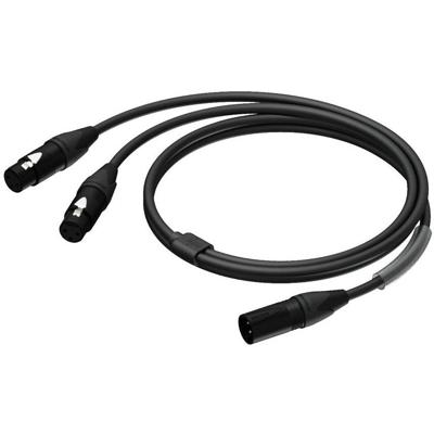 Procab PRA736/1.5 verloopkabel 1x XLR male naar 2x XLR female met Neutrik-pluggen 1,5m