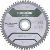 Metabo MULTI CUT CLASSIC 628285000 Cirkelzaagblad 254 x 30 x 1.8 mm Aantal tanden: 60 1 stuk(s) - thumbnail