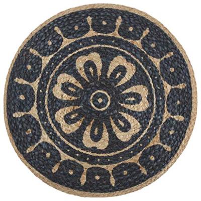 Poef handgemaakt 45x30 cm jute blauw