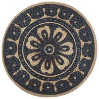 Poef handgemaakt 45x30 cm jute blauw - thumbnail