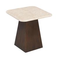 Sohome Vierkante Bijzettafel 'Margred' Marmer en mangohout, 45 x 45cm - thumbnail