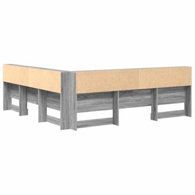 Opberghoofdbord met plank Grijs Sonoma 180 cm Bewerkt hout