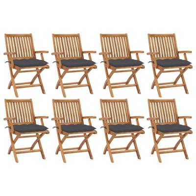 Tuinstoelen 8 st inklapbaar met kussens massief teakhout
