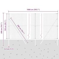 VidaXL Hek met paal grijs 1,5 x 10 m staal - thumbnail