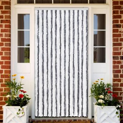 VidaXL Vliegengordijn 100x220 cm chenille grijs en wit VidaXL Vliegengordijn 100x220 cm chenille grijs en wit