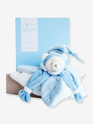 Vierkante teddybeerknuffel 24cm collector - DOUDOU ET COMPAGNIE blauw
