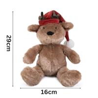 Cupid & Comet Piepende kerst pluche rendier hondenspeelgoed - knuffelig, zacht, feestelijke karakters (Brad Bear) - thumbnail