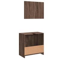2-delige Badkamermeubelset bewerkt hout bruin eikenkleur - thumbnail