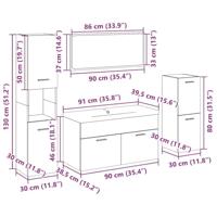 5-delige Badkamermeubelset bewerkt hout oud houtkleurig - thumbnail