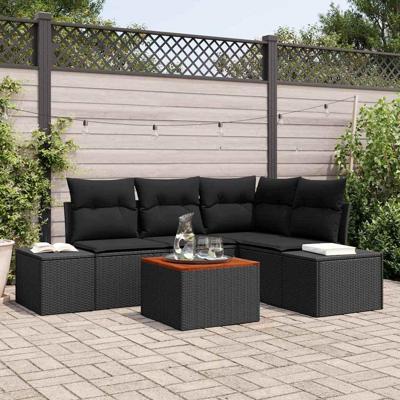 Tuinbankenset met opslag 5 pcs Zwart poly rattan