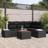 Tuinbankenset met opslag 5 pcs Zwart poly rattan - thumbnail