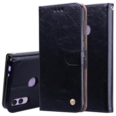 Business stijl olie Wax textuur horizontale Flip lederen case voor Huawei Honor 8C met houder & kaartsleuven & portemonnee (zwart)