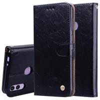 Business stijl olie Wax textuur horizontale Flip lederen case voor Huawei Honor 8C met houder & kaartsleuven & portemonnee (zwart) - thumbnail