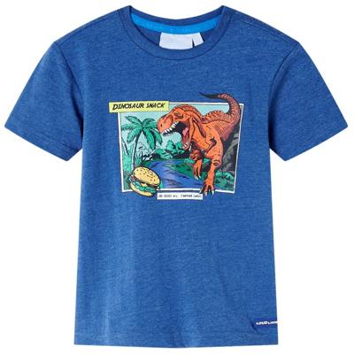 Kindershirt dinosaurusprint 104 gemleerd donkerblauw Kindershirt dinosaurusprint 104 gemleerd donkerblauw