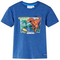 Kindershirt dinosaurusprint 104 gemleerd donkerblauw - thumbnail