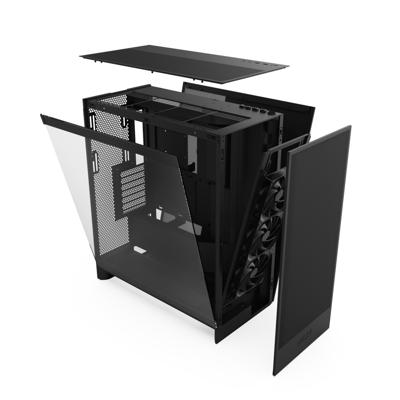 NZXT h7 flow (2024) midi tower behuizing (zwart | 2x usb-a | 1x usb-c | tempered glass)