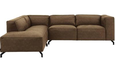 Goossens Bank Calvin groen, micro leer, 2,5-zits, modern design met ligelement links