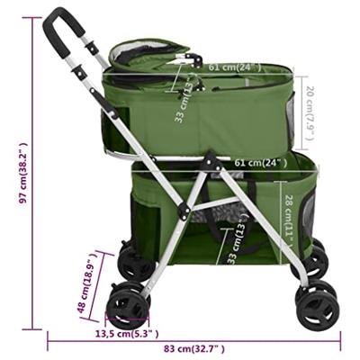 Hondenwagen 2-laags inklapbaar 83x48x97 cm oxford stof groen Hondenwagen 2-laags inklapbaar 83x48x97 cm oxford stof groen