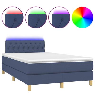 Boxspring met matras en LED stof blauw 120x200 cm
