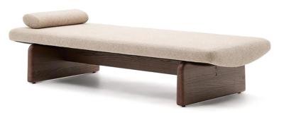 Kave Home Topaz ligbed chenille Beige essen met noten afwerking