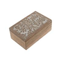 Doos-Juwelenkistje Home ESPRIT Wit Natuurlijk Mangohout (2 Onderdelen) - thumbnail