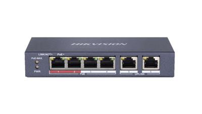 Hikvision DS-3E0106P-E/M netwerk-switch Fast Ethernet (10/100) Power over Ethernet (PoE) Blauw
