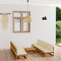 9-delige Loungeset met kussens massief grenenhout - thumbnail