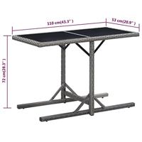 Tuintafel 110x53x72 cm glas en poly rattan antraciet - thumbnail