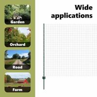 VidaXL Hek met paal groen 1,4 x 10 m staal en pvc - thumbnail