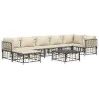 8-delige Loungeset met kussens poly rattan antracietkleurig - thumbnail
