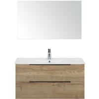 Seville Badmeubelset 100 cm - Natuur Eiken Edge Greep - Wastafel Enjoy met Spiegel - thumbnail
