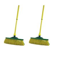 Set van 2x stuks klauwbezems 35 cm met telescoopsteel 140 cm - Bezem - thumbnail