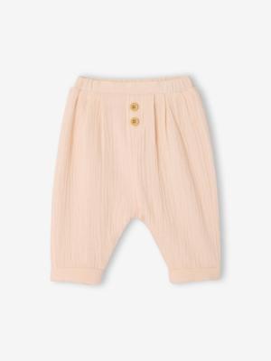 Broek in harem-model van hydrofiel katoen baby jongen rozen Broek in harem-model van hydrofiel katoen baby jongen rozen