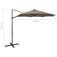 Zweefparasol met paal en LED-verlichting 300 cm taupe - thumbnail