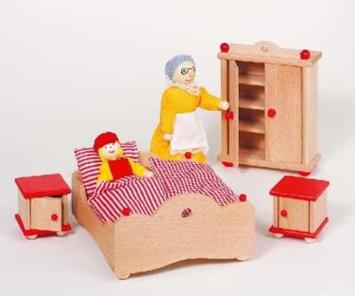 Goki poppenhuis meubeltjes slaapkamer - thumbnail