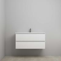 On-Line Onderkast - 100 cm - Voorgemonteerd - Porseleinen Wastafel - 1 Kraangat - Hoogglans Wit - thumbnail