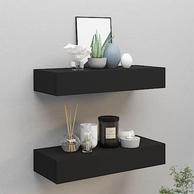 VidaXL Wandschappen 2 st met lade 60x23,5x10 cm mdf zwart