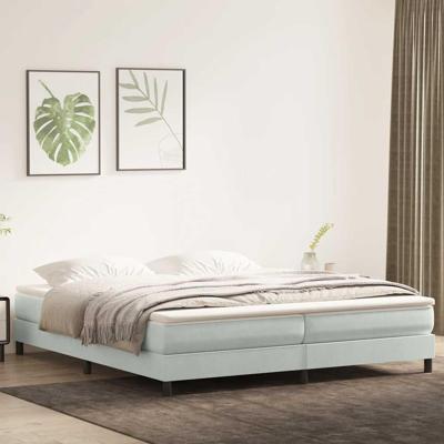 Boxspring zonder matras fluweel lichtgrijs 200x220 cm