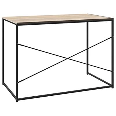 Computerbureau 110x60x70 cm bewerkt hout zwart en eikenkleurig
