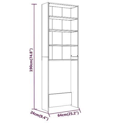 VidaXL Wasmachinekast 64x24x190 cm grijs sonoma eikenkleurig VidaXL Wasmachinekast 64x24x190 cm grijs sonoma eikenkleurig