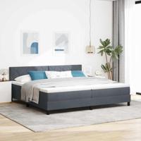 Boxspringbed met Matras Donkergrijs 200 x 200 cm Stof - thumbnail