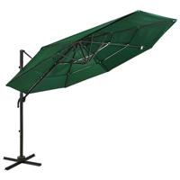 VidaXL Parasol 4-laags met aluminium paal 3x3 m groen - thumbnail