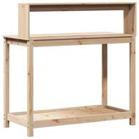 Oppottafel met schappen 108x50x109,5 cm massief grenenhout - thumbnail