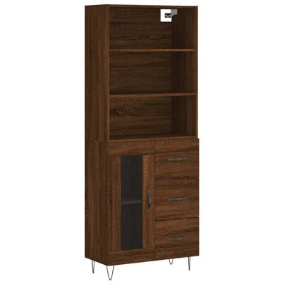 Hoge kast 69,5x34x180 cm bewerkt hout bruin eikenkleur