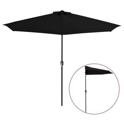 VidaXL Balkonparasol half met aluminium paal 300x155x223 cm zwart