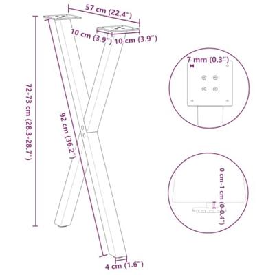 Eettafelpoten 2 st X-vormig 57x(72-73) cm staal wit - thumbnail