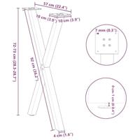Eettafelpoten 2 st X-vormig 57x(72-73) cm staal zwart - thumbnail