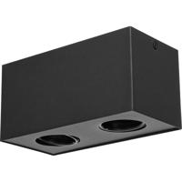 LED Plafondspot 2-lichts GU10 Mat Zwart Aluminium Rechthoekig - thumbnail